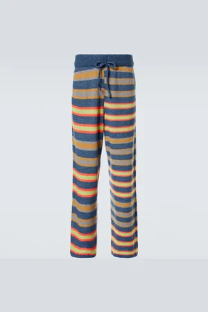 THE ELDER STATESMAN Leo striped cashmere and cotton pants