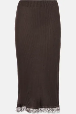 The Row Indira lace-trimmed silk-blend midi skirt