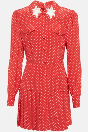 Alessandra Rich Polka-dot pleated minidress