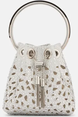 Jimmy Choo Bon Bon Micro laser-cut satin bucket bag
