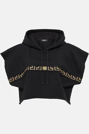 VERSACE Greca Border jersey cropped hoodie