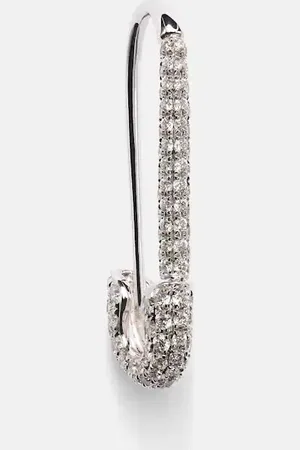 Anita 18kt white gold safety pin single earring with diamonds