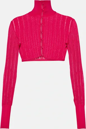 Alaïa Crinoline cropped mockneck cardigan