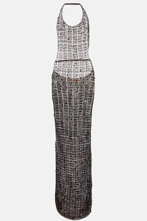 AYA MUSE Cutout sequined maxi dress