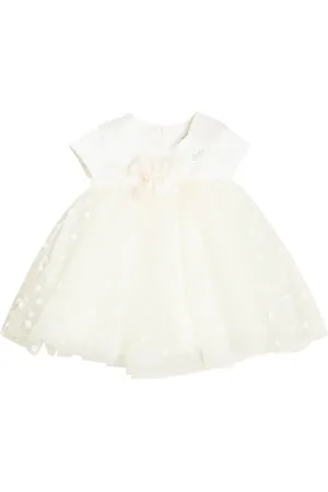 MONNALISA Baby floral-appliquÃ© polka-dot dress