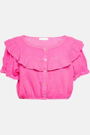 LOVESHACKFANCY Elania cotton cropped top