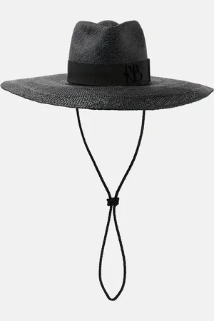 Ruslan Baginskiy Leather-trimmed straw sun hat