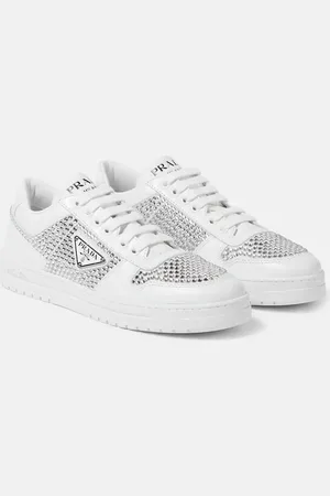Prada Crystal-embellished leather sneakers
