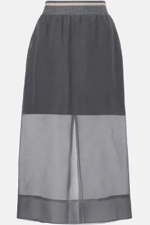 Brunello Cucinelli Sheer silk midi skirt