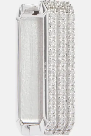Eera Long Candy 18kt white gold single earring with diamonds