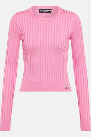 Dolce & Gabbana DG ribbed-knit silk cropped sweater