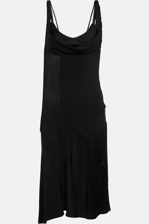 Victoria Beckham Fringe-trimmed asymmetric minidress