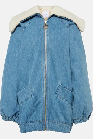 Patou Denim and faux shearling bomber jacket