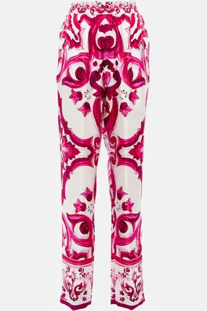 Dolce & Gabbana Printed silk twill straight pants