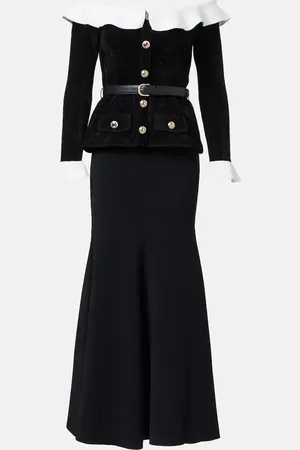 Self-Portrait Off-shoulder chenille midi dress