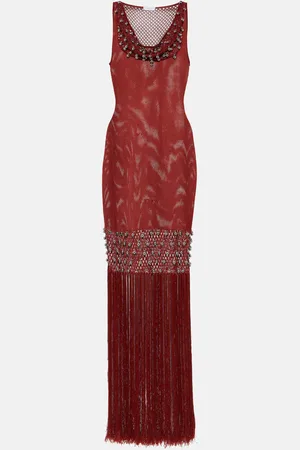 Paco rabanne Embellished crochet midi dress
