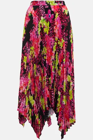 VERSACE Logo Orchid pleated midi skirt