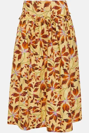 ULLA JOHNSON Emmy floral cotton poplin midi skirt