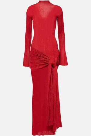 AYA MUSE Draped lamÃ© maxi dress