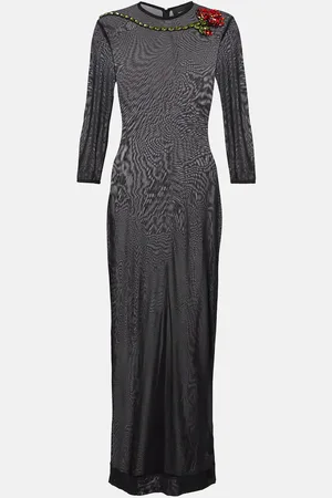 Simone Rocha Crystal-embellished sheer cocktail dress