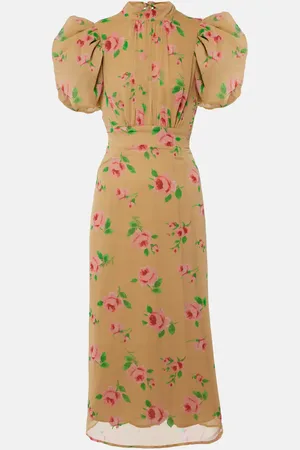 ROTATE Noon floral puff-sleeve midi dress