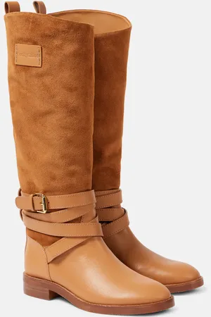 See by Chloé Anim suede-trimmed leather knee-high boots