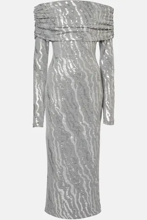 ROTATE Sequined jersey midi dress