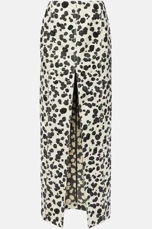 AREA Dalmatian front-slit denim maxi skirt