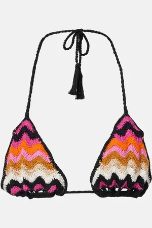 ANNA KOSTUROVA Striped cotton bikini top
