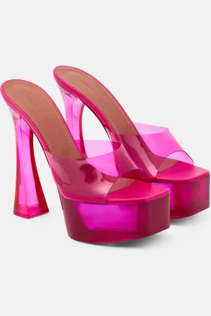 Amina Muaddi Dalida Glass PVC platform mules