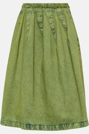 Marni Pleated denim midi skirt