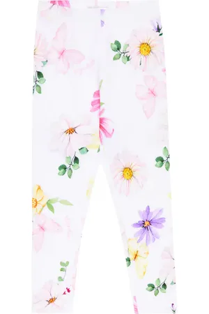 MONNALISA Floral cotton-blend jersey leggings