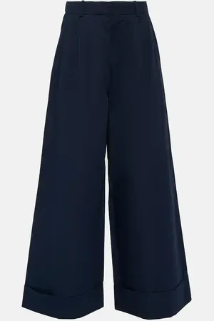 CO Tton and silk poplin wide-leg pants