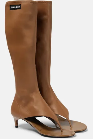 Miu Miu Leather knee-high thong sandals