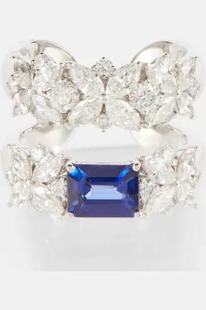Yeprem 18kt white gold ring with sapphire and diamonds