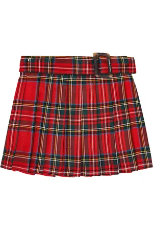 Dolce & Gabbana Pleated tartan virgin wool skirt