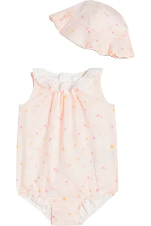 Chloé Baby cotton playsuit and sunhat set