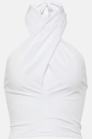 Staud Kai smocked cotton crop top