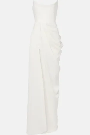 ALEX PERRY Bridal draped crÃªpe bustier gown