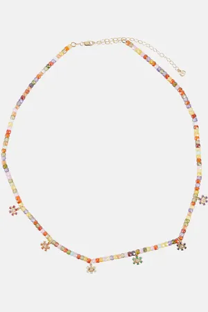 Sydney Evan Evil Eye 14kt gold beaded necklace with diamonds