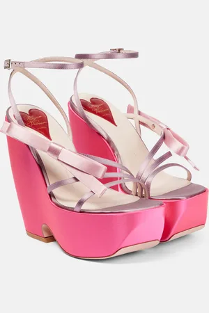 Roger Vivier Choc Bow satin wedge sandals