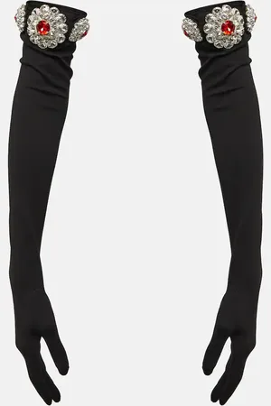 DAVID KOMA Crystal-embellished jersey gloves