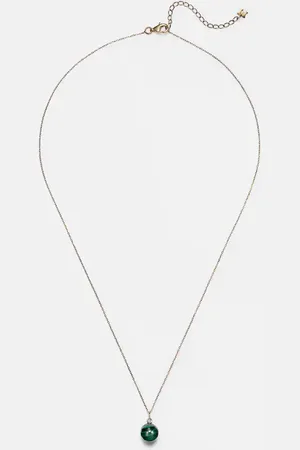 Mateo 14kt gold dot necklace with malachite and diamond