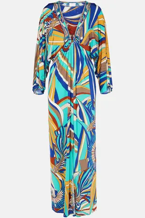 Camilla Draped printed jersey maxi dress