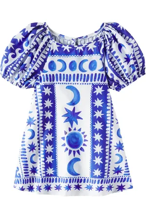 FÁBULA Fases da Lua printed cotton dress