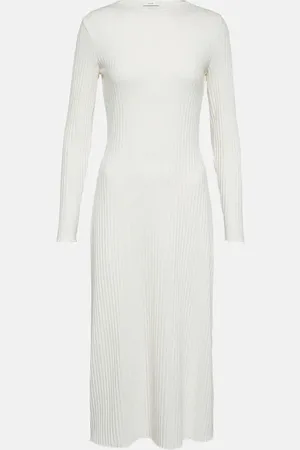 Vince Ribbed-knit cotton-blend midi dress