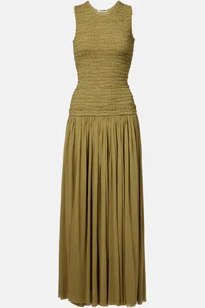 Jil Sander Shirred plissÃ© maxi dress