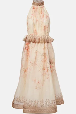 ZIMMERMANN Illuminate floral linen and silk midi dress