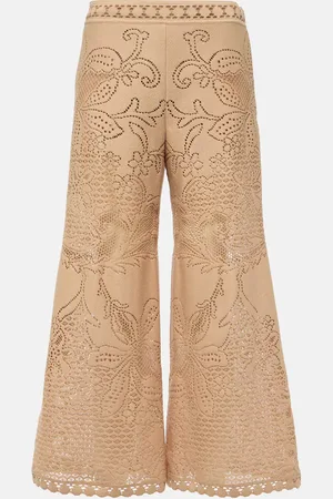 VALENTINO Guipure lace wide-leg pants