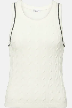 Brunello Cucinelli Cable-knit cotton top